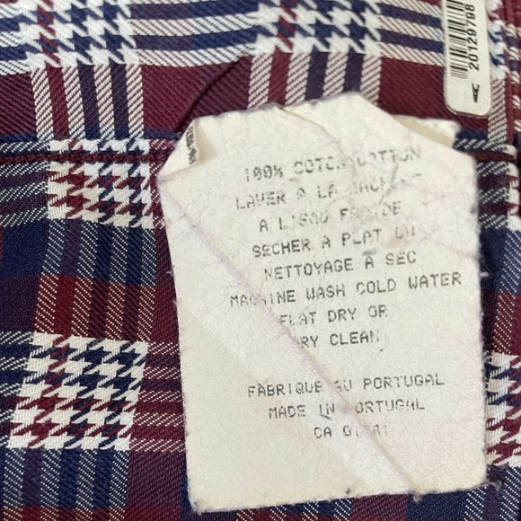 Duchamp Red & Blue Plaid Tailored Fit Dress Men's Shirt Woven in Italy Sz M-L - Picture 8 of 8